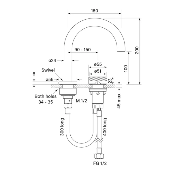 ZERO PROGRESIV KNURL BASIN MIXER CURVE - Image 2