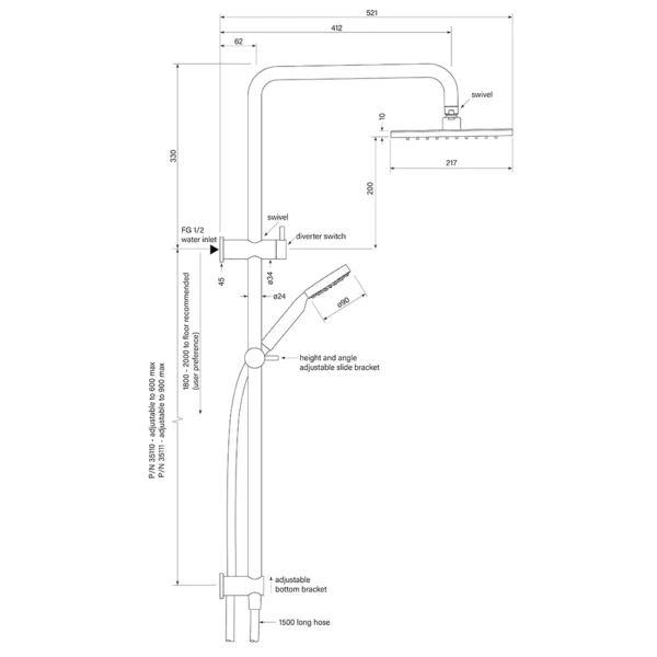 ZEOS DUAL SHOWER 600 SQA 90SQ 217SQ - Image 3