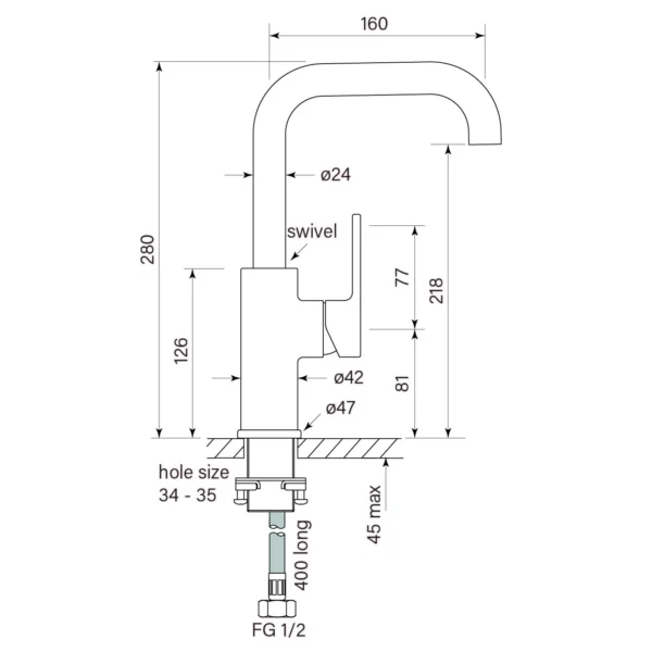 ZEOS BASIN MIXER SQUARE 160 - Image 3