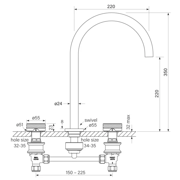 ZERO KNURL BASIN SET, TALL - Image 2