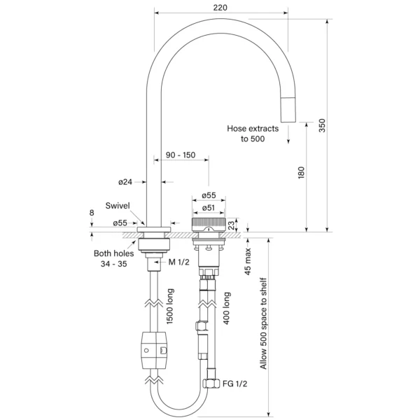 ZERO PROGRESIV FLUTED SINK MIXER W. PULL OUT, CURVE - Image 2