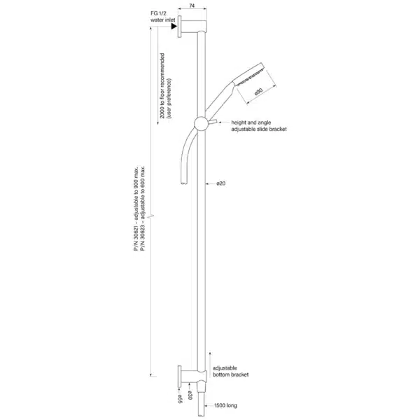 PEGASI SLIDE SHOWER, INFLOW 900, 90RND - Image 2