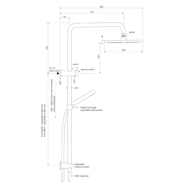PEGASI DUAL SHOWER 600 SQA MICRO, 250 - Image 2