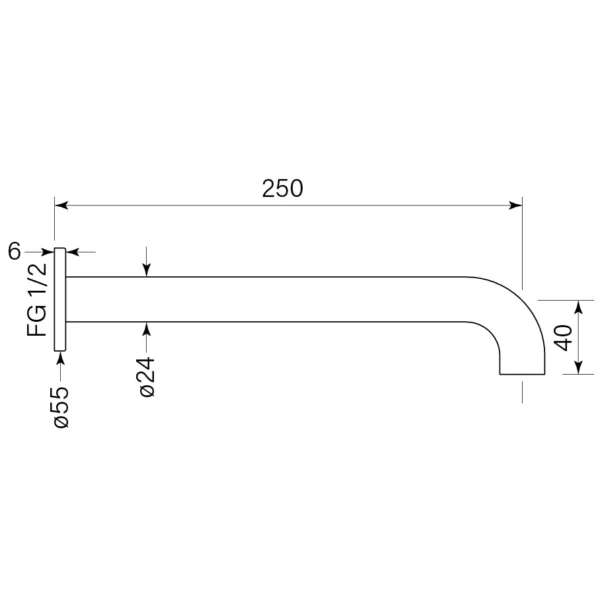 PEGASI WALL BASIN SPOUT 250 - Image 2