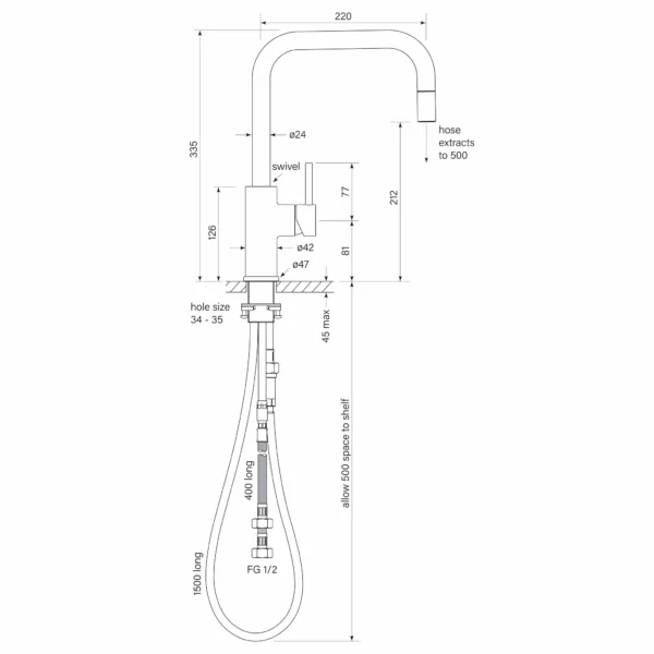 PEGASI M SINK MIXER SQUARE PULL OUT - Image 2