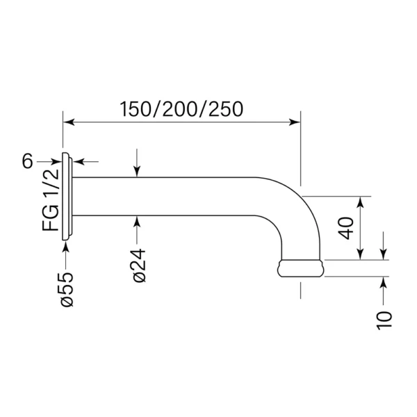 CASCADE WALL BATH SPOUT 150 - Image 2