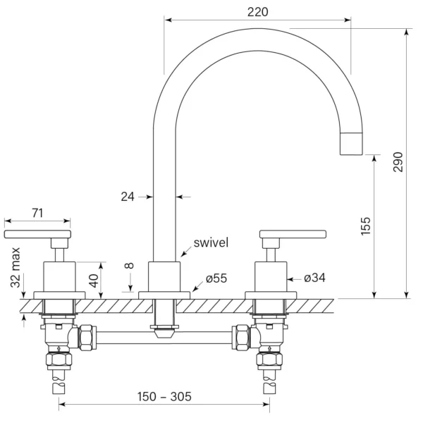 CHISEL D LEVER SINK SET HOB - Image 2