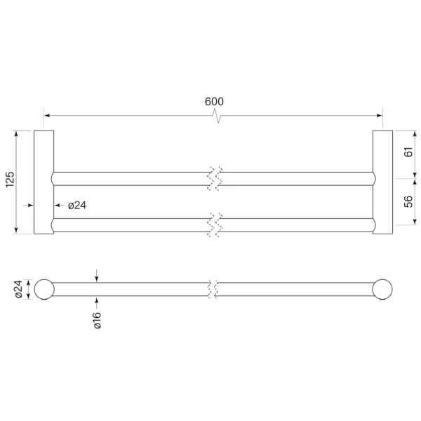 PEGASI NF TOWEL RAIL DOUBLE 900 - Image 2