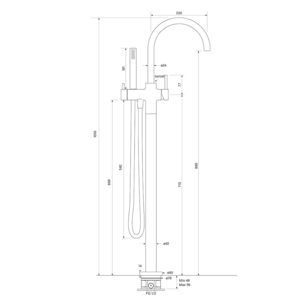Pegasi Floor Mixer curve w 90rnd hs - Image 3