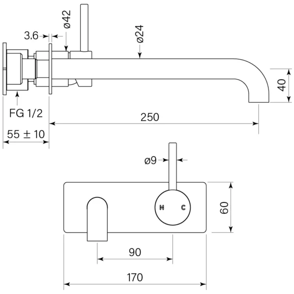 PEGASI M BACK PLATE BASIN MIXER 250 - Image 11