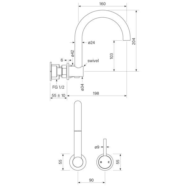 PEGASI M WALL SWIVEL BASIN MIXER SET - Image 7