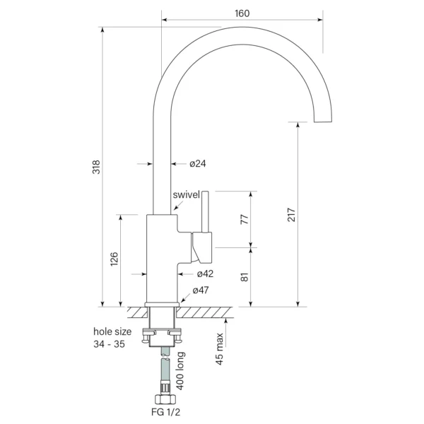 PEGASI M BASIN MIXER CURVE 160 - Image 10