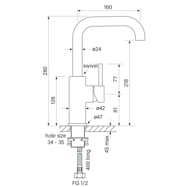 PEGASI M BASIN MIXER SQUARE 160 - Image 10