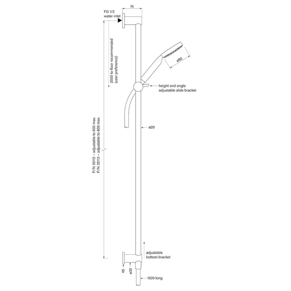 ZEOS SLIDE SHOWER, INFLOW 600, 90SQ - Image 2