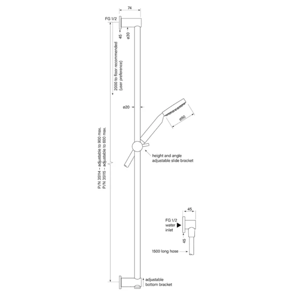 ZEOS SLIDE SHOWER, RETROF 900, 90SQ - Image 2