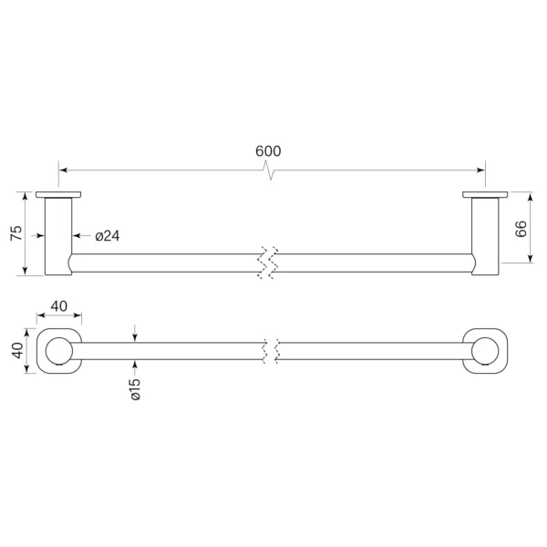 ZEOS TOWEL RAIL SINGLE 600 - Image 2