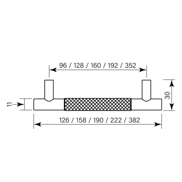 BAR PULL CENTRE KNURL 382 (352HS) - Image 2