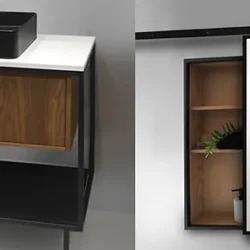 Elli 700mm Vanity + Matching Wall Cabinet with Sliding Mirror - Image 2