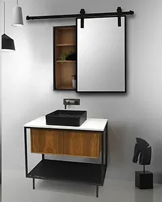Elli 900mm Vanity + Matching Wall Cabinet with Sliding Mirror - Image 4