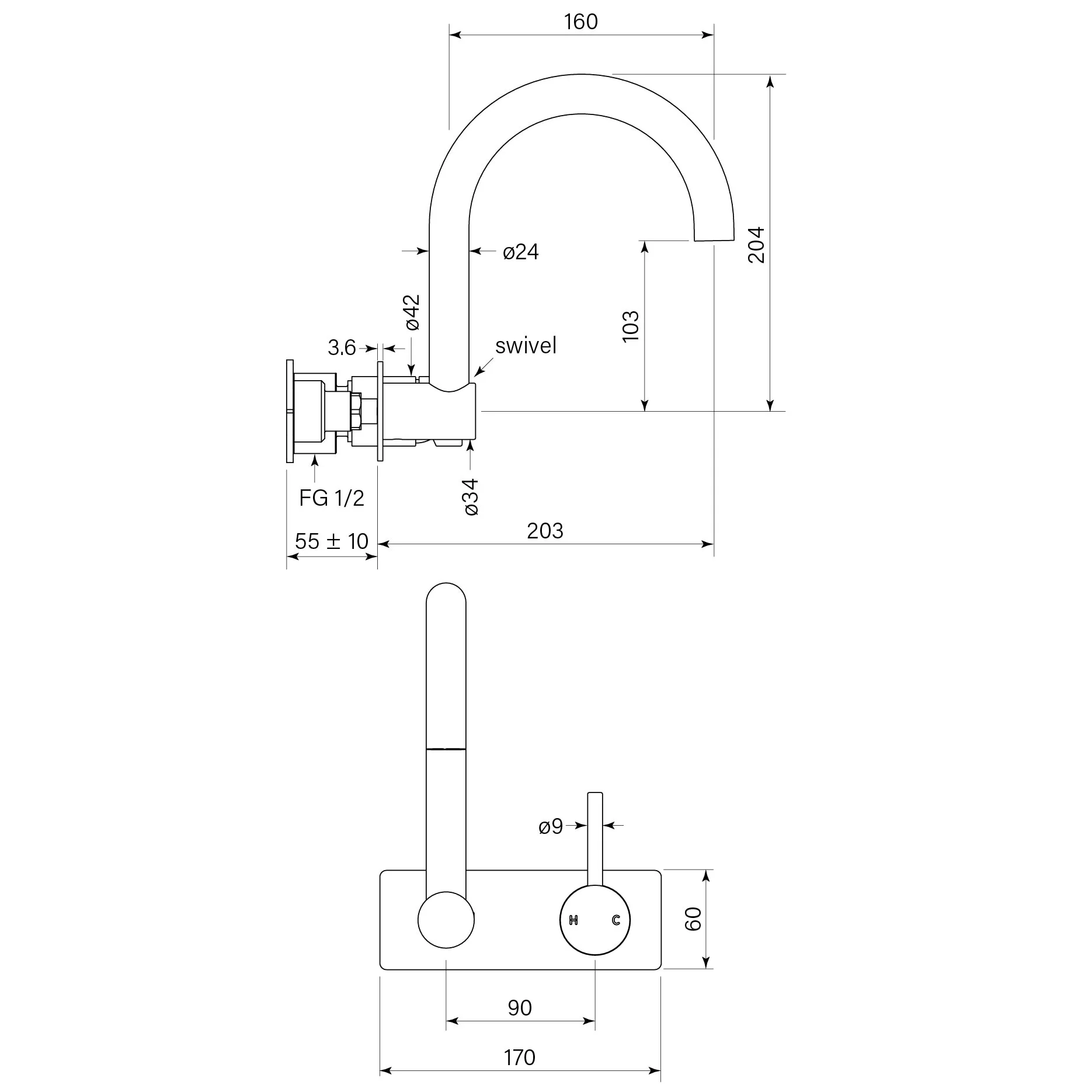 Pegasi Fkit M B-Plate Bath Mix Swiv. 200 - Image 7