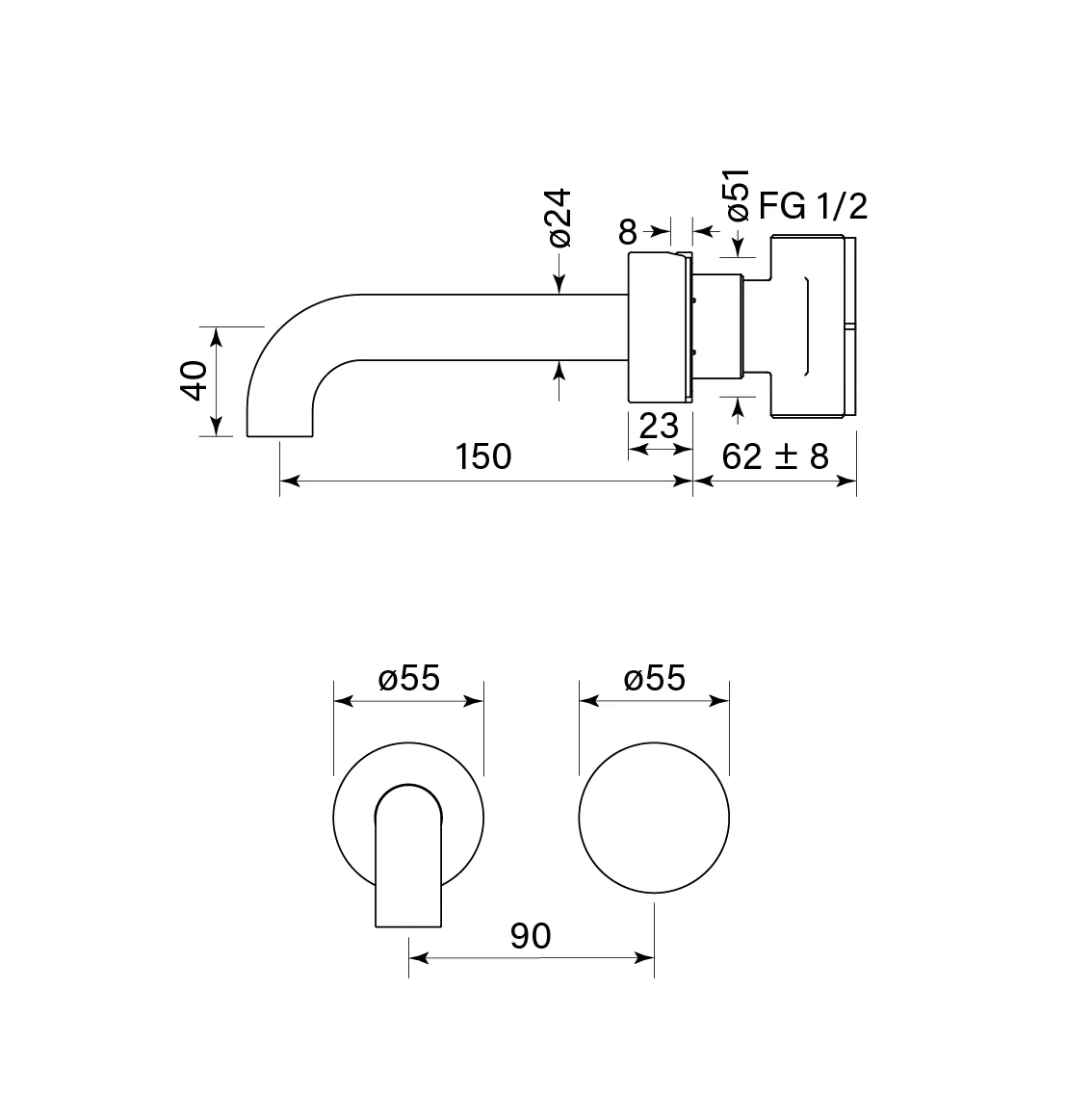 Zero Fkit Prog. Smooth Wall Basin mix set, 150 - Image 4