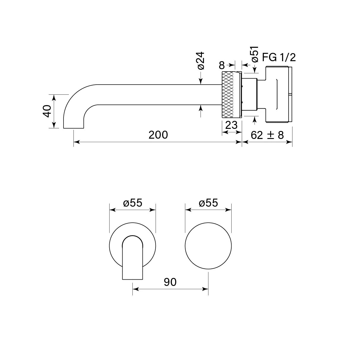 Zero Fkit Prog. Knurl Wall Bath mix set, 200 - Image 2