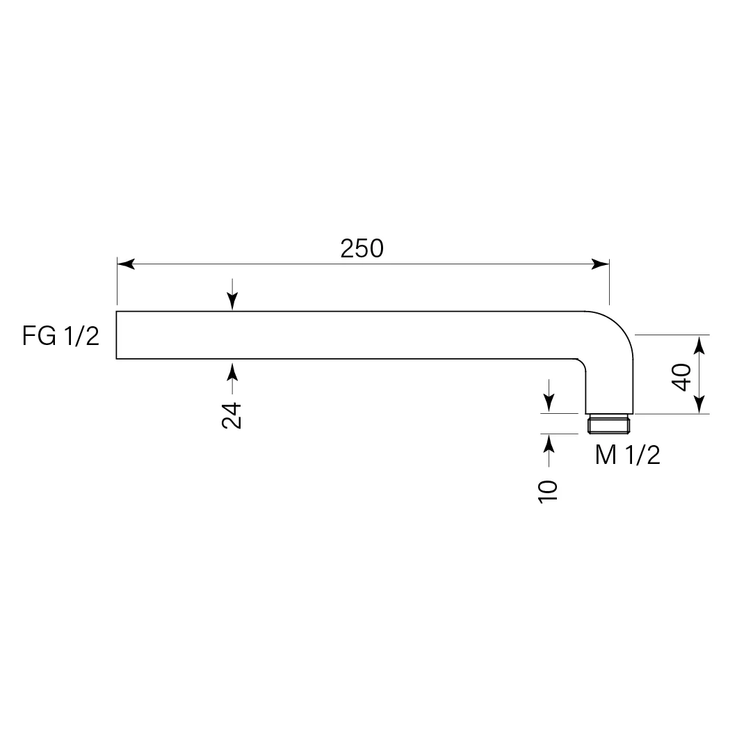 Pegasi Shower Arm straight 250 - Image 2
