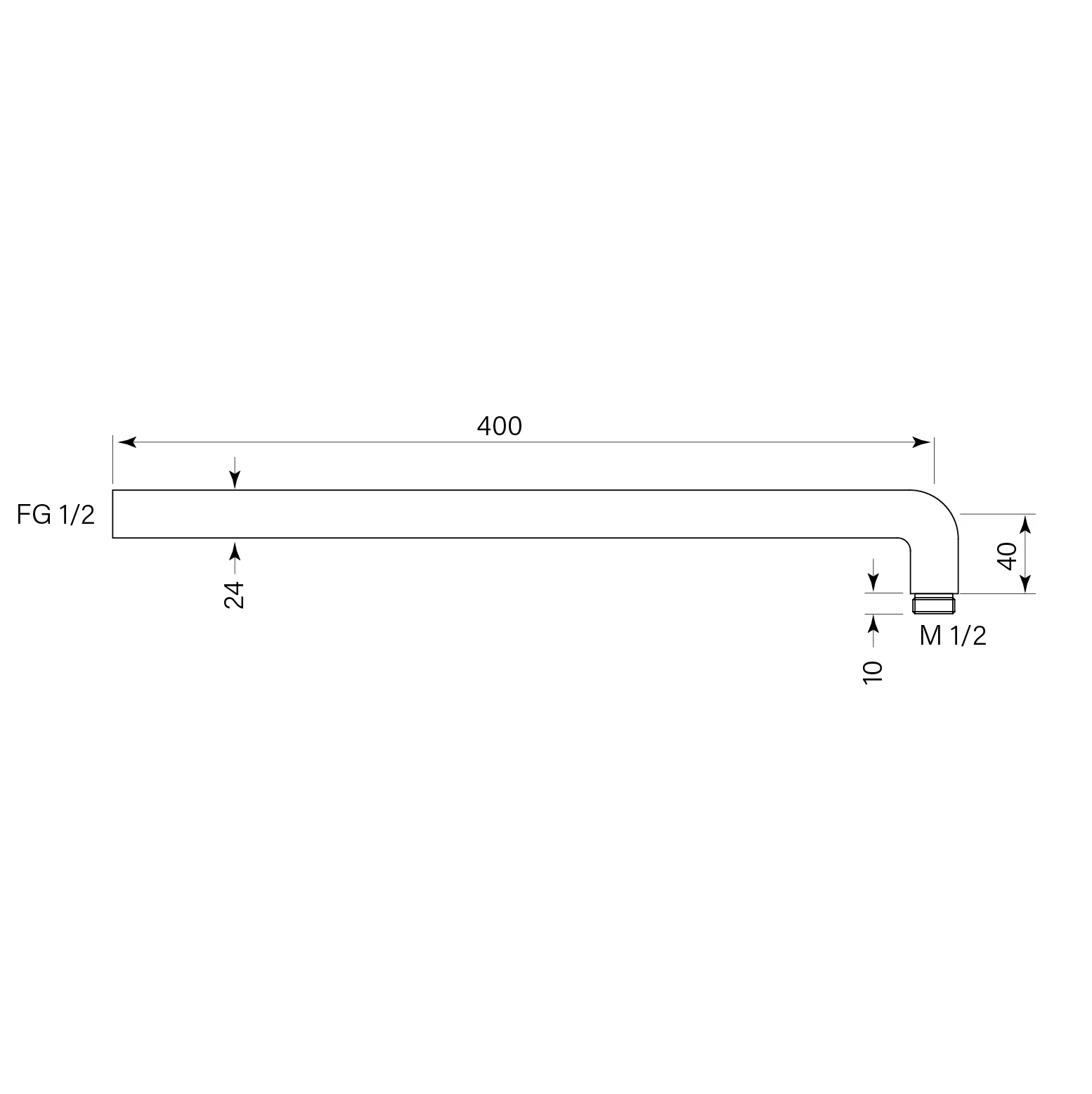 Pegasi Shower Arm straight 400 - Image 2