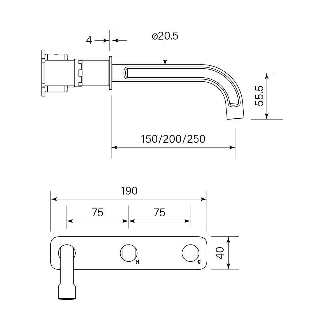 Fkit Figura Form Wall Basin Tap set, 250 - Image 4