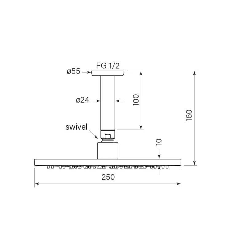 Bremont Overhead Shower, 100 Cdrop 250head - Image 2