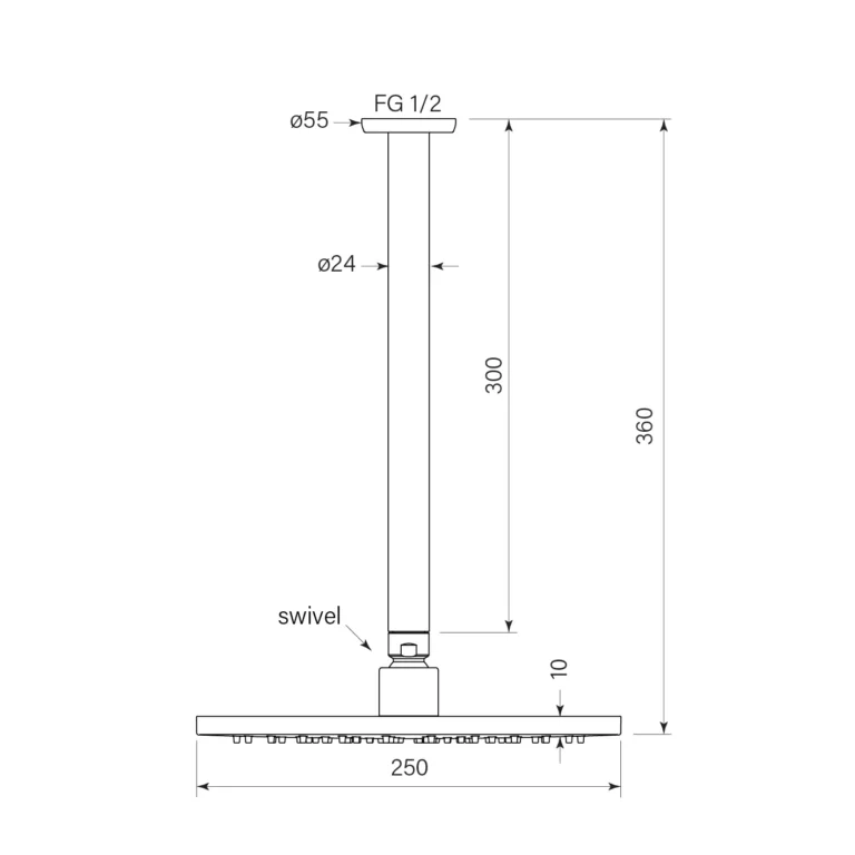 Bremont Overhead Shower, 300 Cdrop 250head - Image 2