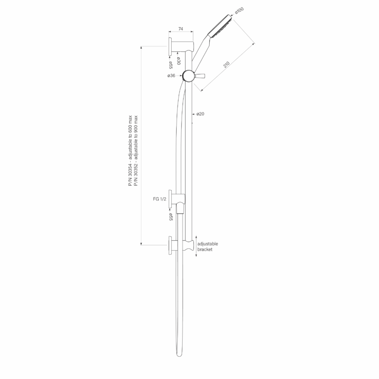 Bremont Slide Shower, Adjust 900, 90Rnd - Image 2