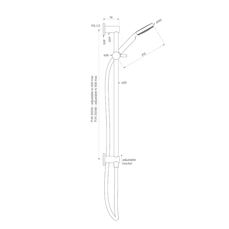 Bremont Slide Shower, Inflow 600, 90Rnd - Image 2
