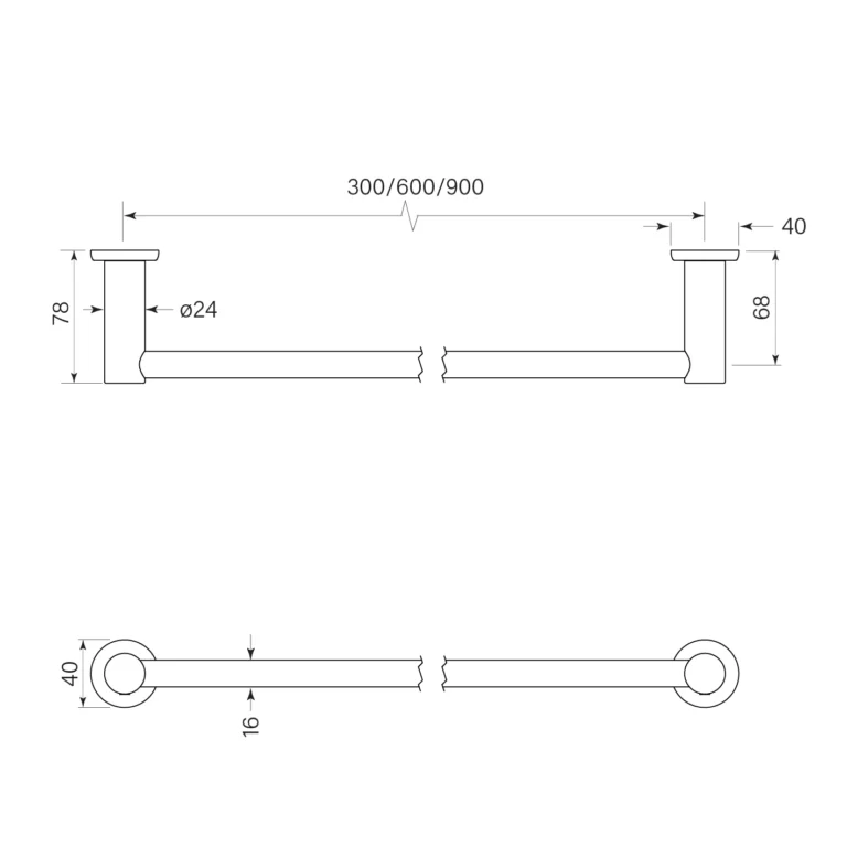 Bremont Towel Rail Single 600 - Image 2