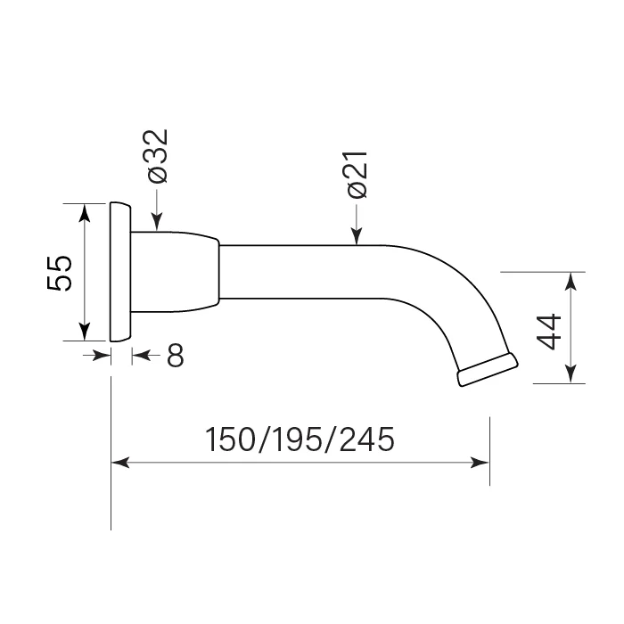 Bremont Wall Basin Spout 250 - Image 2