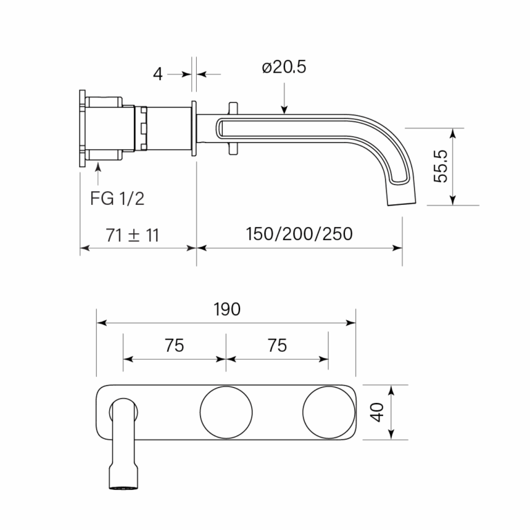 Figura Disc Wall Bath Tap Set 200 - Image 2